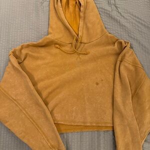 Aeropostale Tan Knit oversized cropped hoodie Ribbed